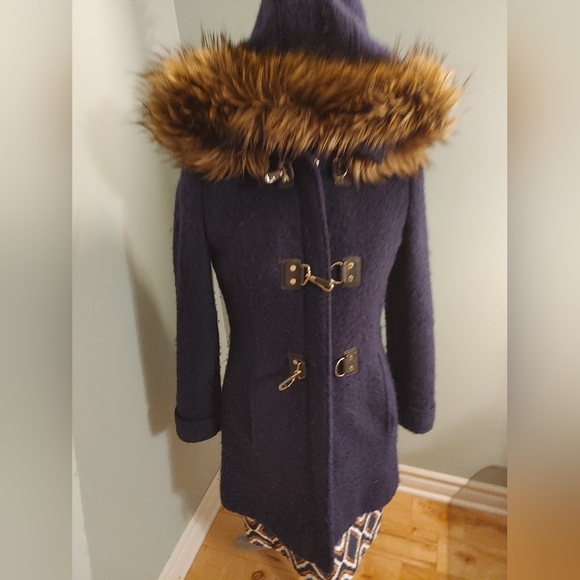 Size 4* Navy Blue Calvin Klein Wool Winter Coat - Picture 3 of 9